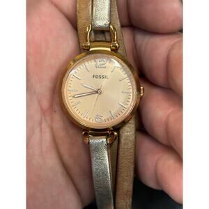 Fossil Georgia ES3411 Leather Band Womens Watch. New Battery!